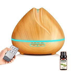 Mua Máy Xông Tinh Dầu Làm Thơm Phòng Vân Gỗ Cao Cấp Hinh Búp Sen Có Điều Khiển Từ Xa| Tặng Kèm 1 Tinh Dầu Sả Chanh
