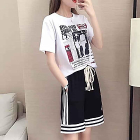 Quần lửng thun chạy sọc viền