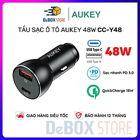 Mua Tẩu Sạc ô tô AUKEY Siêu Nhanh CC-Y48 công suất 48W USB A QC 3.0/USC-C PD 30W - Hàng Chính Hãng