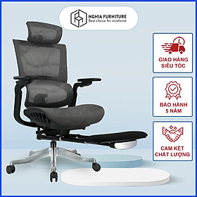 Mua Ghế công thái học cho người BigSize  ghế xoay văn phòng có kê chân Nghia Furniture Ergonomic E04T