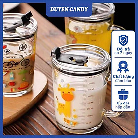 Mua Cốc thủy tinh-cốc pha sữa chia vạch có nắp chống đổ chịu nhiệt an toàn tuyệt đối