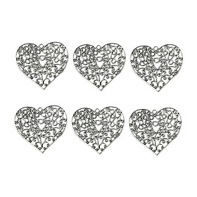 6 Pieces Tibetan Silver Heart Pendant Jewelry Making Charms Extra Large Pendants
