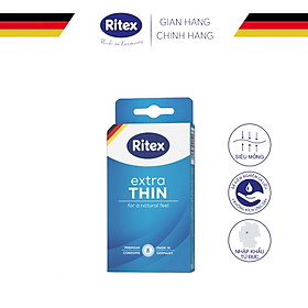 Bao cao su Ritex Extra Thin,siêu mỏng cao cấp, hộp 8 chiếc