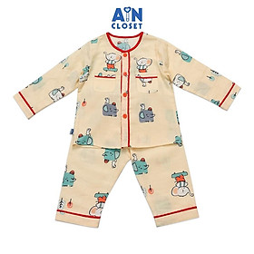 Bộ quần áo dài Unisex họa tiết Chú voi cam xô sợi tre - AICDBTZFQXOQ