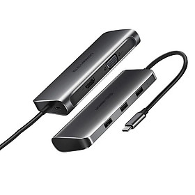Mua Ugreen UG50319CM163TK Bộ chuyển đổi TYPE C sang 3 USB 3.0 + HDMI + VGA + hỗ trợ nguồn TYPE C - HÀNG CHÍNH HÃNG
