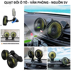 1 BỘ QUẠT ĐÔI TRÊN XE HƠI ÔTÔ CỔNG USB THUẬN TIỆN SIÊU MÁT LẠNH 