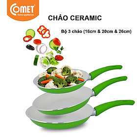 Mua Combo 3 chảo chống dính Ceramic An toàn Comet CH11-16&20&26 - Giao màu ngẫu nhiên