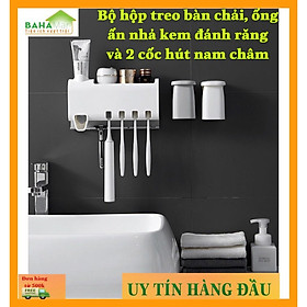 GIÁ TREO BÀN CHẢI ĐÁNH RĂNG TỰ ĐỘNG NHẢ KEM ĐÁNH RĂNG - 2 CỐC HÚT NAM CHÂM  tiện sử dụng và sắp xếp gọn gàng