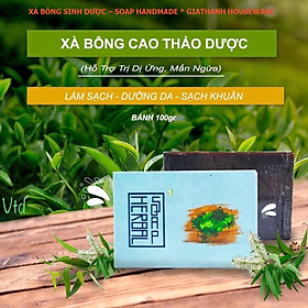 Xà bông Sinh Dược - Cao thảo dược - Xà phòng thảo dược (Bánh 100gr) mẫu bao bì vẽ mộc, Có mùi hương nồng đặc trưng từ thảo dược, giúp thư giãn, giải tỏa căng thẳng sau khi tắm và hiệu quả cho các chứng dị ứng, mấn ngứa.