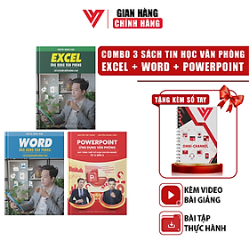 Combo 3 Sách Excel - Word - PowerPoint Ứng Dụng Văn Phòng Có Kèm Khoá Học Online ĐÀO TẠO TIN HỌC