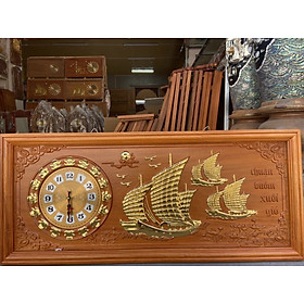 Mua Tranh đồng hồ treo tường khắc thuận buồm xuôi gió bằng gỗ gõ đỏ kt 41×97×4cm