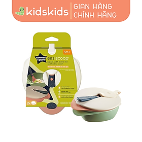 Bát Ăn Dặm Có Nắp Kèm Thìa Tommee Tippee Easy Scoop Cho Bé Từ 6 Tháng (Set 2 cái)