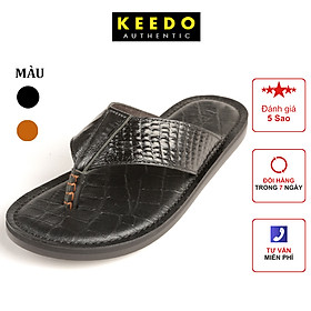 Dép Kẹp Nam Cao Cấp Da Bò Vân Cá Sấu KEEDO KD8021