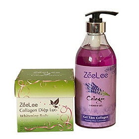 ZEELEE COLLAGEN DIỆP LỤC WHITENING BODY CREAM 200G - tặng kèm sữa tắm 600ml