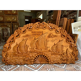 Mua Tranh treo tường cánh quạt trạm khắc thuận buồm xuôi gió bằng gỗ gõ đỏ kt 67×120×4cm