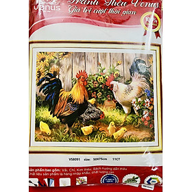 Mua Tranh thêu kín Gia đình gà vs8091  kích thước 50 x 75 cm