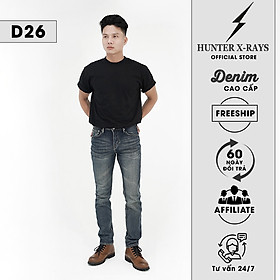 Quần Jeans Nam  Cao Cấp HUNTER X-RAYS Form Slimfit Thun Xanh Phủ Dơ Bụi Thời Trang  D26