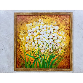 Mua TRANH HOA - TRANH CANVAS - TRANH TREO TƯỜNG HOA TRẮNG(TẶNG KÈM ĐINH 3 CHÂN)