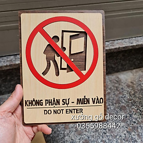 Biển báo không phận sự miễn vào - biển báo dán tường chất liệu gỗ