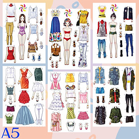 Búp bê giấy paper doll thay đồ thời trang đồ chơi cắt thủ công cho bé