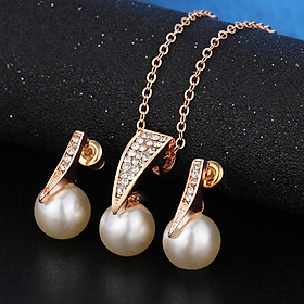 Bộ trang sức nữ cho cô dâu vòng cổ mặt đá ngọc trai trang sức dự tiệc