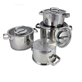 Bộ nồi inox đáy từ cao cấp FiveStar Plus FS08CG-304 nắp kính 4 chiếc