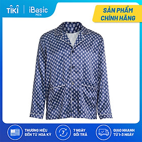 Áo mặc nhà nam pyjama lụa satin tay dài hoạ tiết icon iBasic HOMM016T