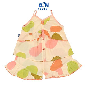 Bộ quần áo Ngắn bé gái họa tiết Bèo Dây Hồng Lanh lụa. - AICDBGUA1DYP - AIN Closet