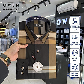 Áo Sơ mi Owen nam dài tay dáng Slimfit sợi Cafe mềm mịn Mã AS220875D