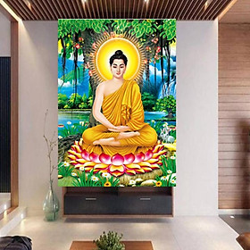 Tranh thêu Phật Thích Ca Mâu Ni LV3338 - kích thước: 43 * 55cm. (TRANH CHƯA LÀM)