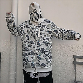 (ảnh thật, có sẵn) áo khoác nỉ hoodie unisex bape cá mập