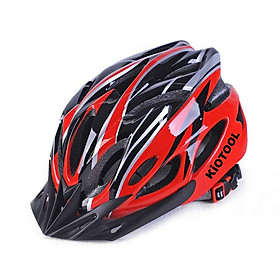 Mũ bảo hiểm xe đạp thể thao Kiotool siêu nhẹ thoáng khí an toàn khi đạp xe - Đen Đỏ