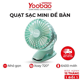 Quạt sạc mini để bàn YOOBAO F04 6400mAh Xoay 720 độ - Chạy 32 giờ liên tục - Hàng chính hãng - Bảo hành 12 tháng 1 đổi 1