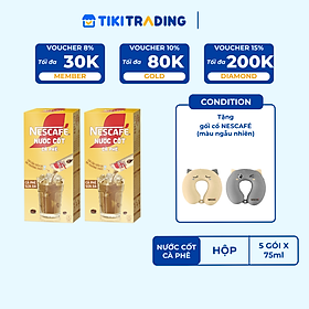 [TẶNG 1 gối cổ] Combo 2 hộp nước cốt cà phê NESCAFÉ - CÀ PHÊ SỮA ĐÁ (2 hộp x 5 gói x 75ml )