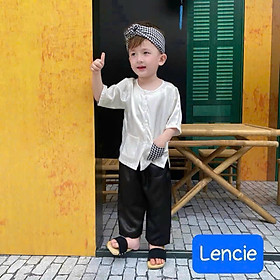 Nguyên set đồ bà ba cho bé trai đi chơi lễ tết biểu diễn đẹp từ 12-40kg chất lụa mát (kèm khăn)