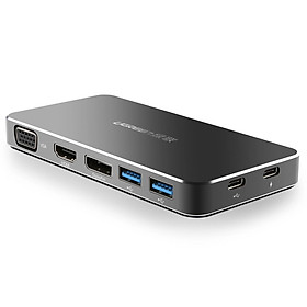 Mua Ugreen UG40872CM120TK Màu Đen Bộ chuyển đổi TYPE C sang 2 USB 3.0 + DP + HDMI + VGA + chuyển dữ liệu + nguồn TYPE C - HÀNG CHÍNH HÃNG