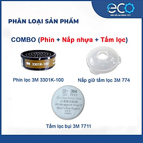 Mua Bộ 4 món mặt nạ phòng độc 3M 3100/ 3200 + phin lọc 3M 3301K-100 + tấm lọc bụi 3M 7711 + nắp giữ tấm lọc 3M 774
