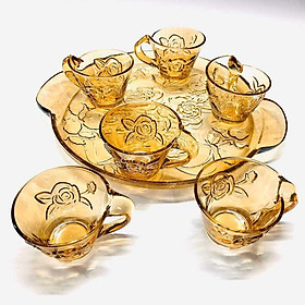 Bộ 6 cốc mầu vàng kèm khay