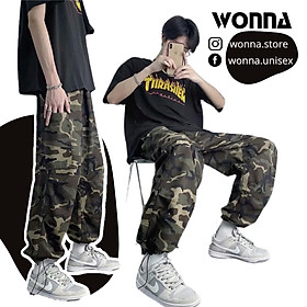 Quần jogger camo rằn ri nam nữ ống rút box pant túi hộp dây rút nhiều túi unisex street style Hàn