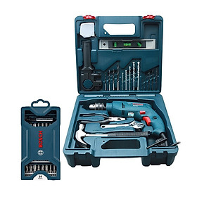 Bộ máy khoan động lực Bosch GSB 550 MP SET 19 chi tiết + Bộ mũi vặn vít Bosch 25 món (xanh dương)