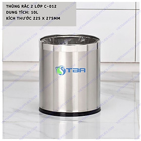 Thùng rác inox 2 lớp chất lượng cao văn phòng màu bạc_Asia Việt Nam