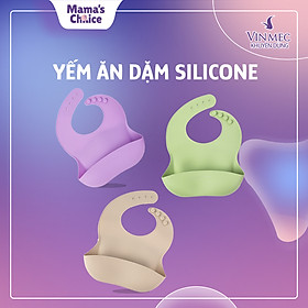 Yếm Ăn Dặm Silicone Mama's Choice Cao Cấp, Thiết Kế Đặc Biệt với Máng Chắn Thức Ăn và Nấc Điều Chỉnh Phù Hợp Với Bé