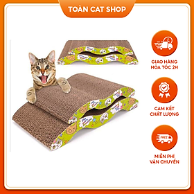 Bàn Cào Móng Cho Mèo Chất Liệu Giấy Có Cỏ Bạc Hà Catnip, Bàn Cào Hình Gợn Sóng Giúp Mèo Giải Trí