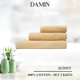 Mua Bộ 3 khăn mặt  tắm  gội Damin Sunny - màu vàng