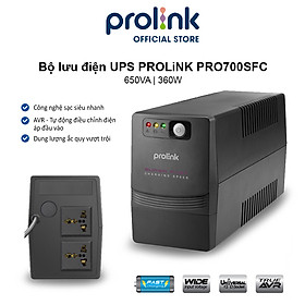 Mua Bộ nguồn cấp điện liên tục UPS PROLINK 650VA (PRO700SFC) Công suất 360W  công nghệ Line Interactive tích hợp bộ AVR  sạc siêu nhanh - Hàng chính hãng