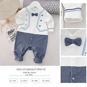 Bodysuit Công Tử Cho Bé Trai Thu Đông Goodmama Chất liệu Cotton từ 0