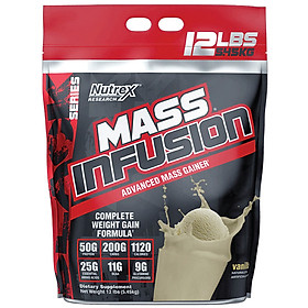 Nutrex Mass Infusion, Sữa Tăng Cân, Tăng Cơ Nạc Hiệu Quả, Bổ Sung 50G Protein, 22G EAA, 10G BCAA, Túi 5.4KG, 19 Lần Dùng