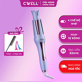 Máy uốn tóc làm xoăn tự động CWell, chất liệu gốm sứ đường kính 32mm, công nghệ ion bảo vệ tóc C01HC