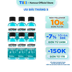Bộ 6 Chai Nước Súc Miệng Giữ Hơi Thở Thơm Mát Listerine Cool Mint - Dung tích 100mlchai
