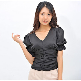 Áo kiểu thời trang Eden dáng ngắn cổ tim tay phồng. Chất liệu mềm mại, không nhăn - ASM088